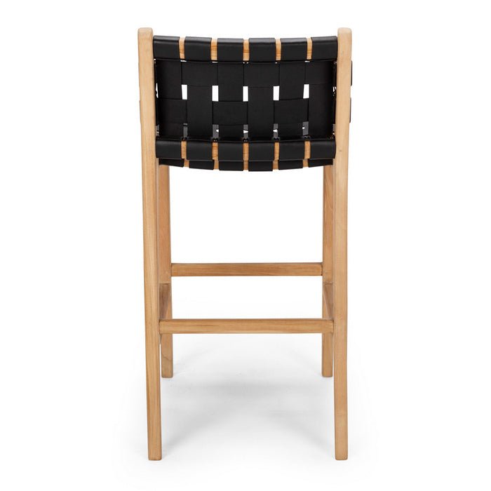 Indo Barstool High Back - Woven - Black - Paulas Home & Living