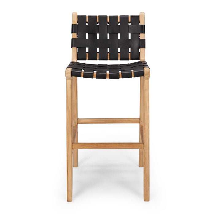 Indo Barstool High Back - Woven - Black - Paulas Home & Living
