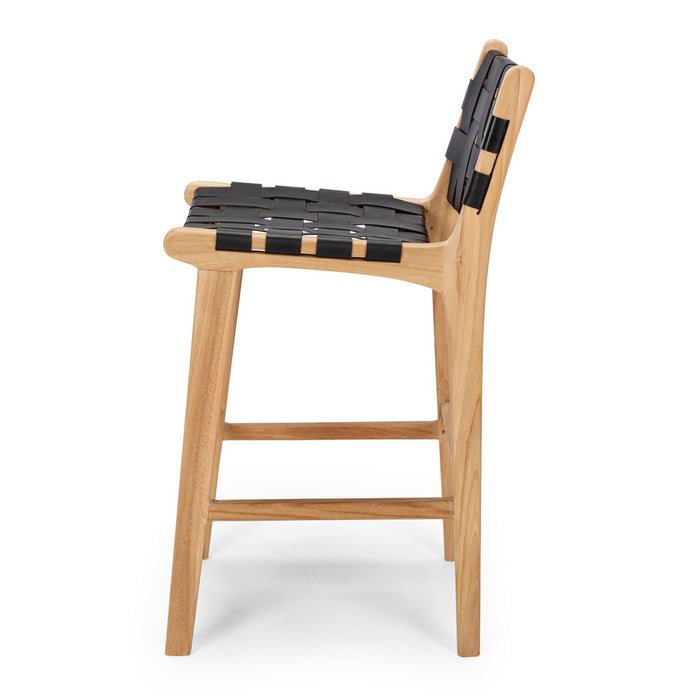 Indo Barstool High Back - Woven - Black - Paulas Home & Living