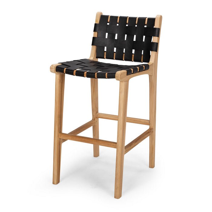 Indo Barstool High Back - Woven - Black - Paulas Home & Living