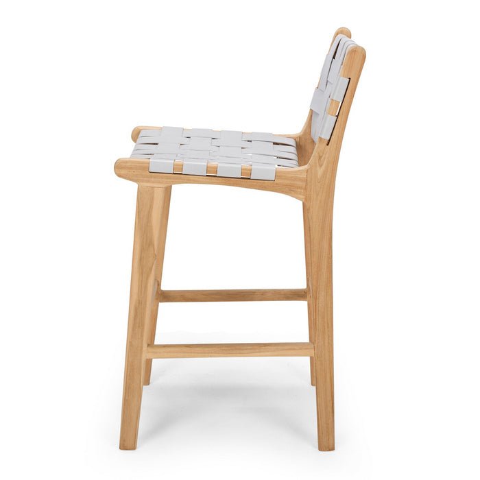 Indo Barstool High Back - Woven - Duck Egg Grey - Paulas Home & Living