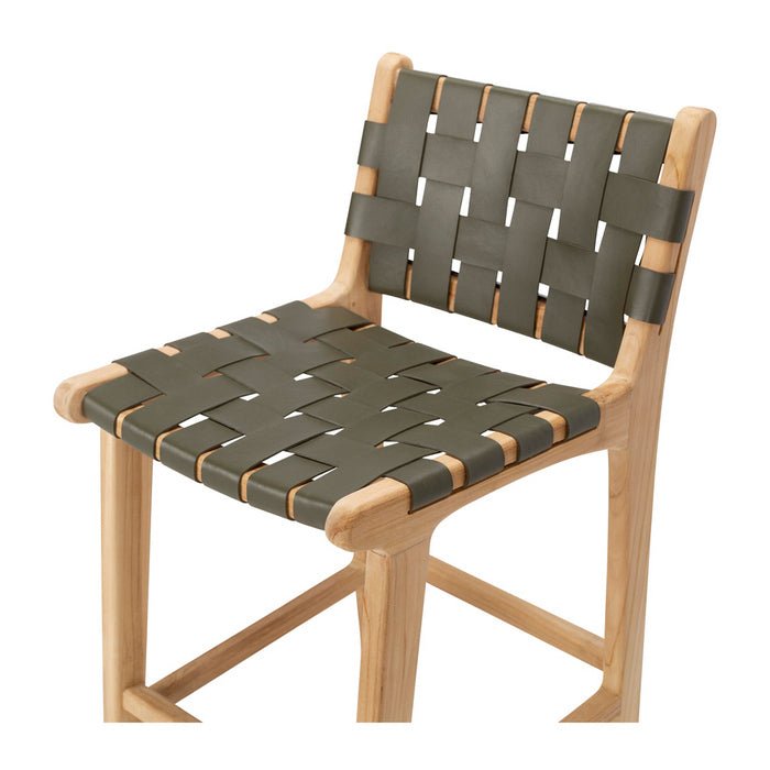 Indo Barstool High Back - Woven - Olive - Paulas Home & Living