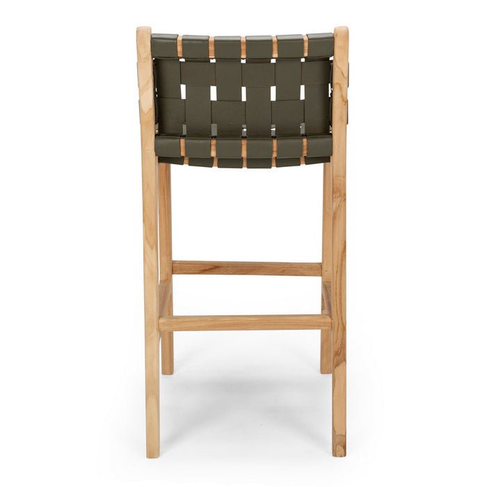 Indo Barstool High Back - Woven - Olive - Paulas Home & Living