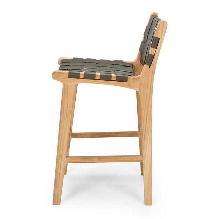 Indo Barstool High Back - Woven - Olive - Paulas Home & Living