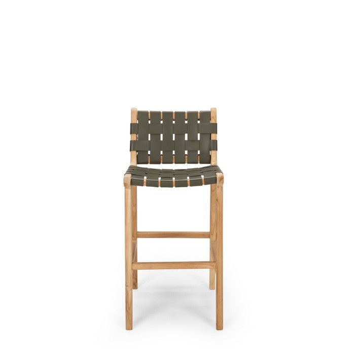 Indo Barstool High Back - Woven - Olive - Paulas Home & Living