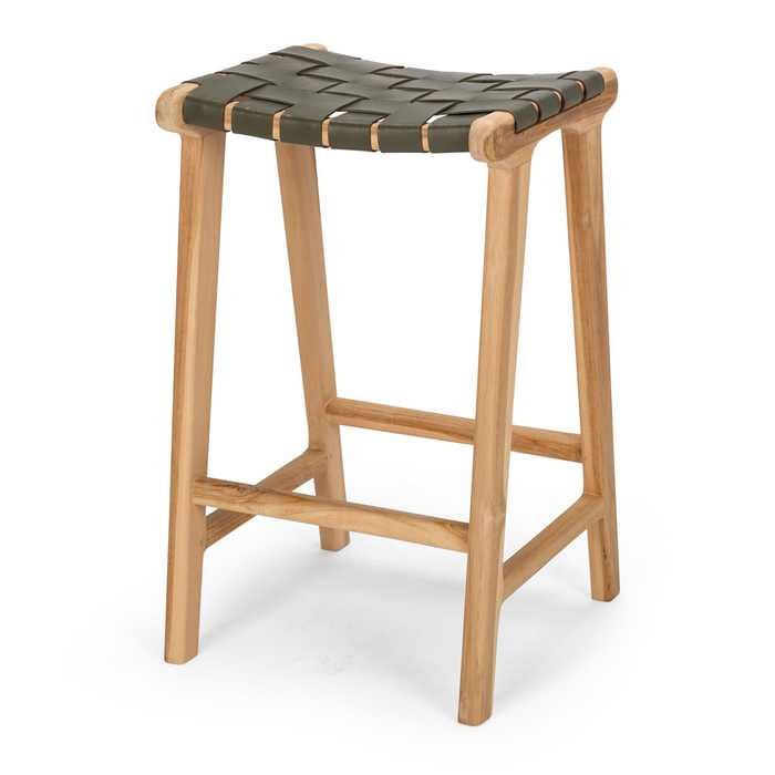 Indo Barstool - Woven - Olive - Paulas Home & Living