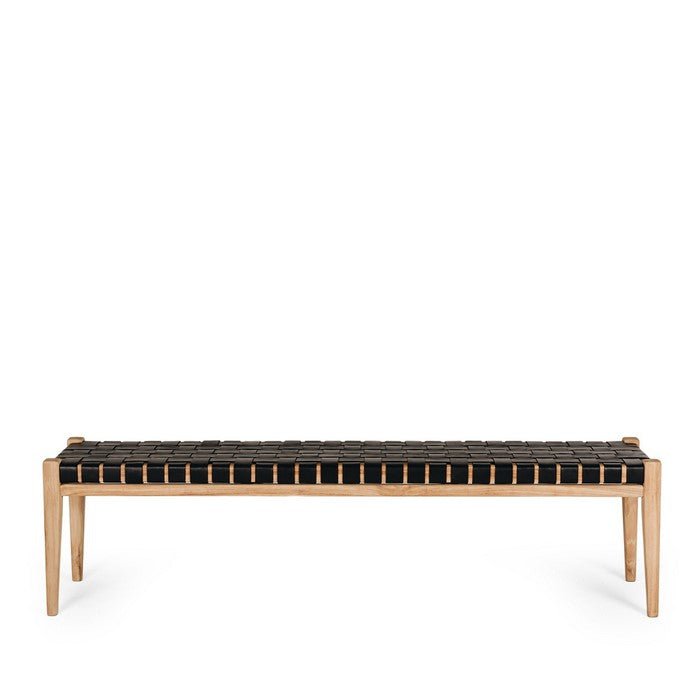 Indo Bench Seat - Woven - Black - Paulas Home & Living