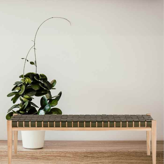 Indo Bench Seat - Woven - Olive - Paulas Home & Living
