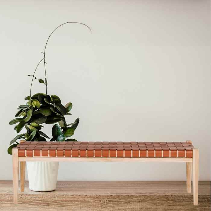 Indo Bench Seat - Woven - Tan - Paulas Home & Living