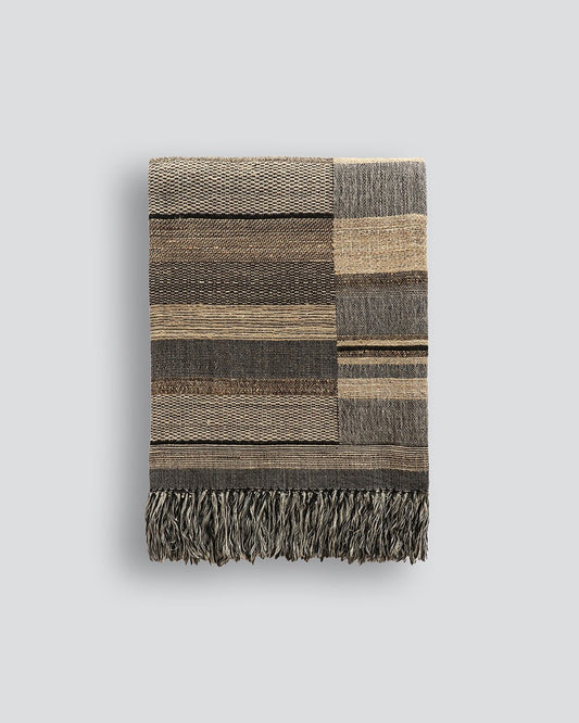 Kentucky Black/Straw Throw - Wool/Silk - Paulas Home & Living