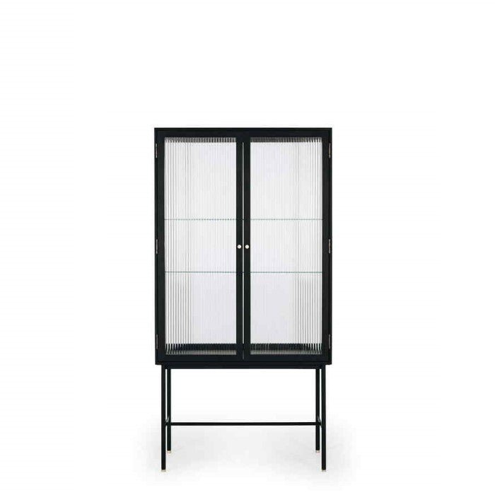 Kobe Highboard (Black Oak) Fluted Glass - Paulas Home & Living
