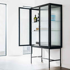Kobe Highboard (Black Oak) Fluted Glass - Paulas Home & Living