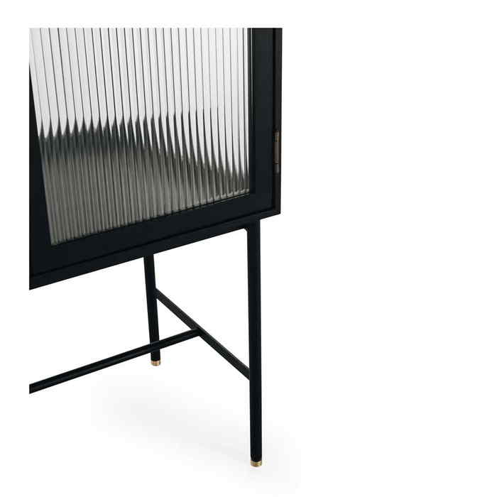 Kobe Highboard (Black Oak) Fluted Glass - Paulas Home & Living