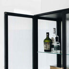 Kobe Highboard (Black Oak) Fluted Glass - Paulas Home & Living