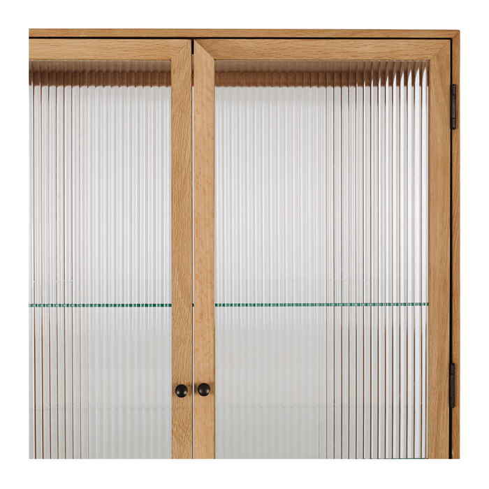 Kobe Highboard (Natural Oak) Fluted Glass - Paulas Home & Living