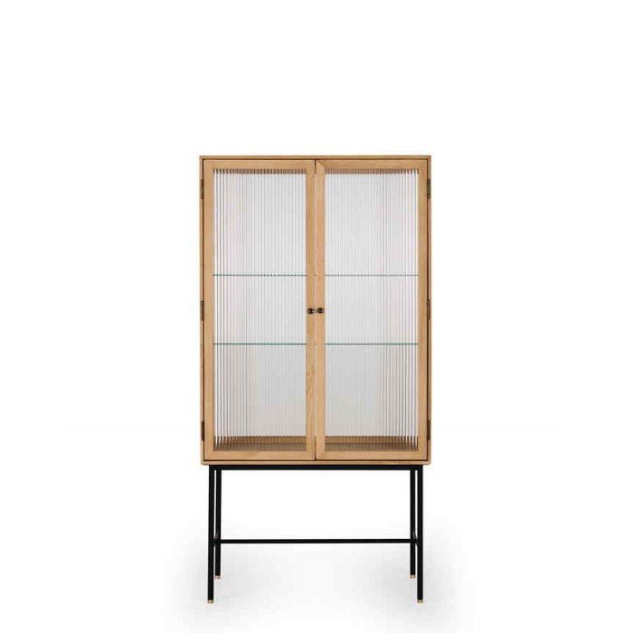 Kobe Highboard (Natural Oak) Fluted Glass - Paulas Home & Living