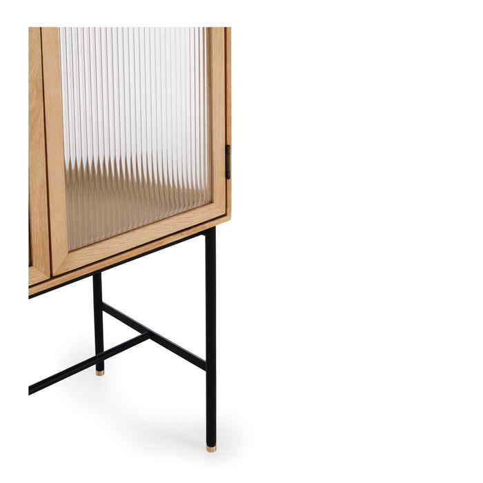 Kobe Highboard (Natural Oak) Fluted Glass - Paulas Home & Living