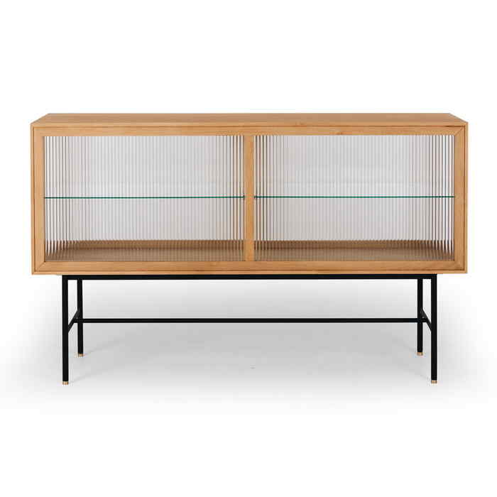 Kobe Sideboard (Natural Oak) Fluted Glass - Paulas Home & Living
