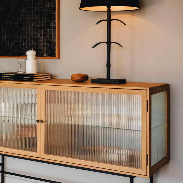 Kobe Sideboard (Natural Oak) Fluted Glass - Paulas Home & Living