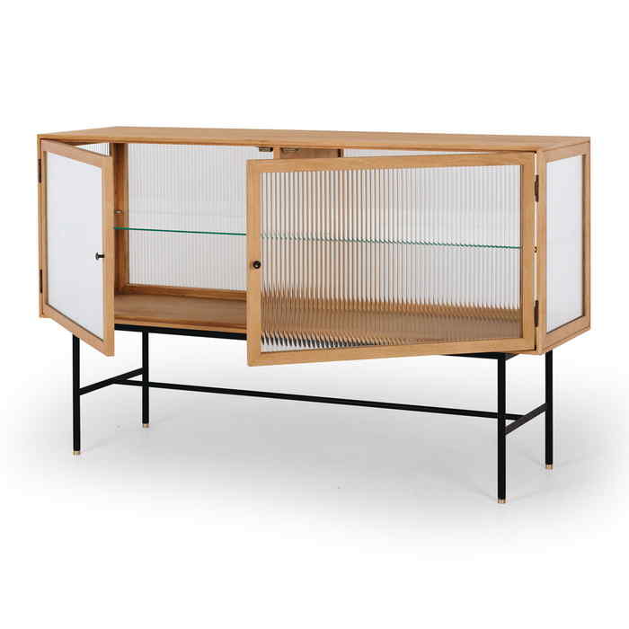 Kobe Sideboard (Natural Oak) Fluted Glass - Paulas Home & Living