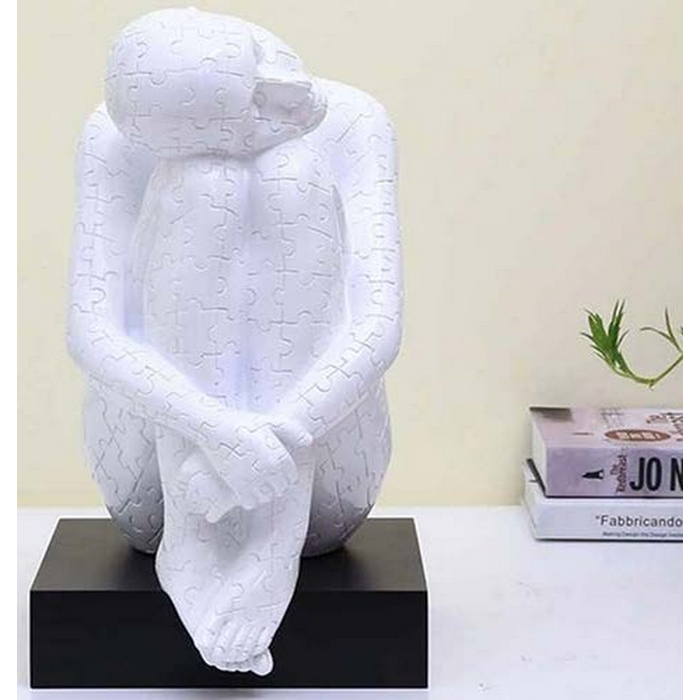 Sitting Jigsaw Lady Sculpture - Paulas Home & Living